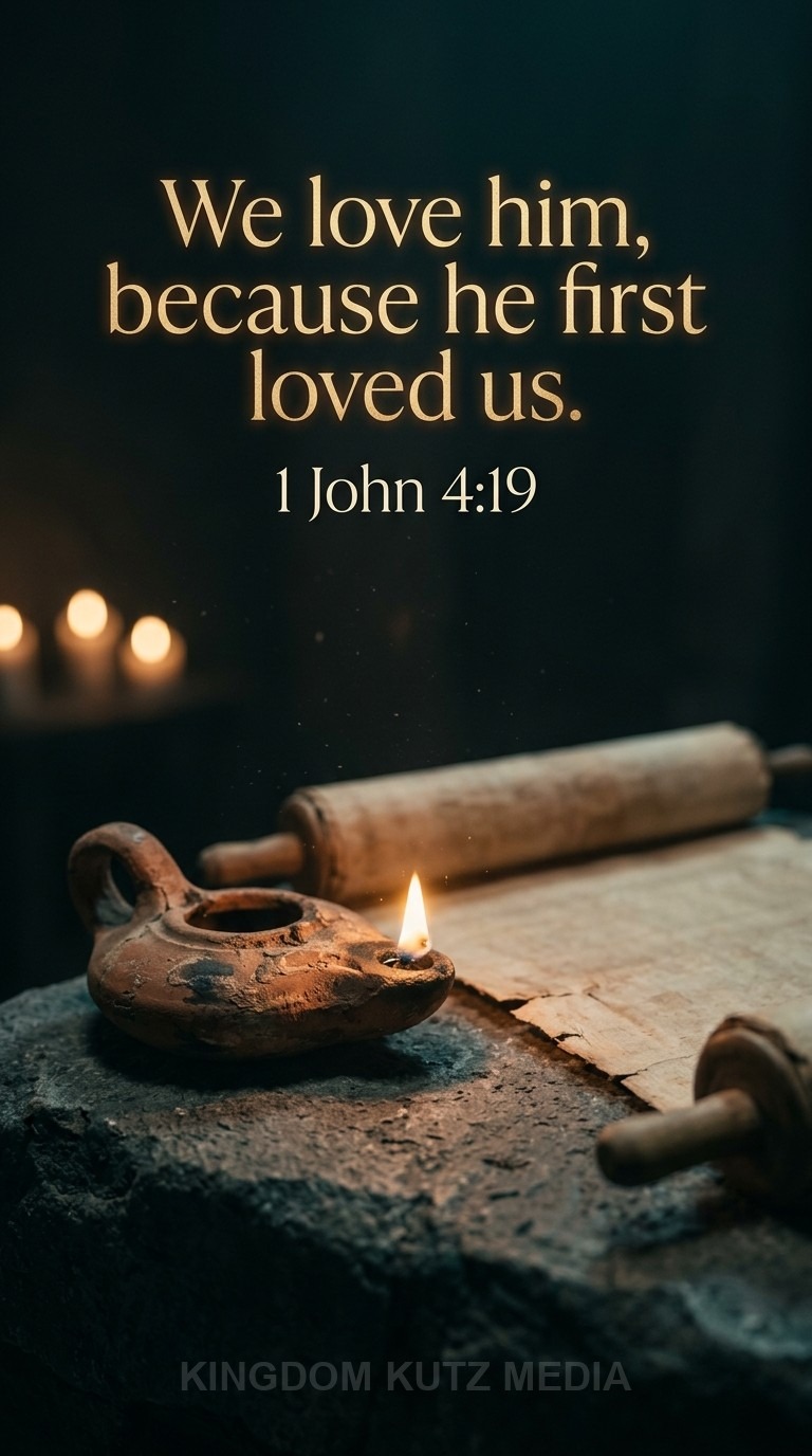 Bible verse card — 1 John 4:19 KJV