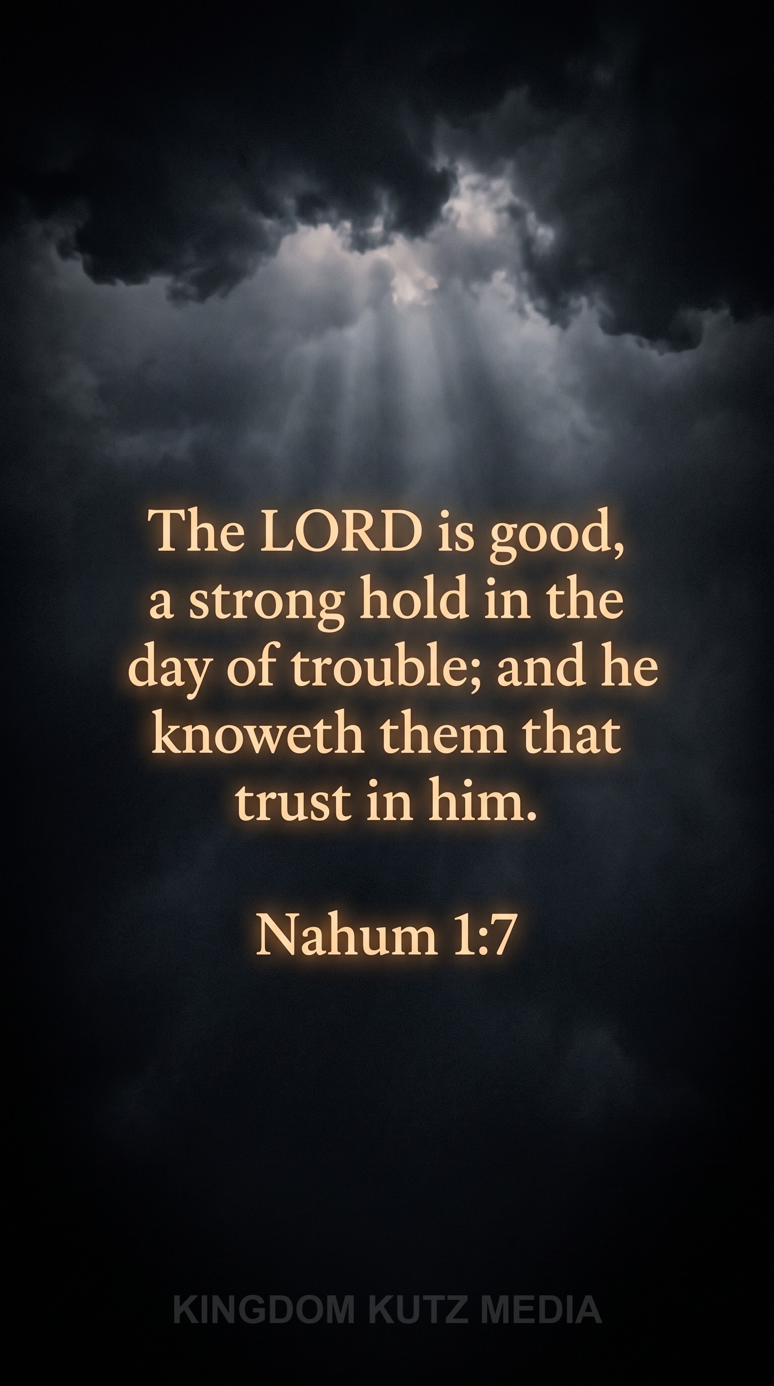 Bible verse card, Nahum 1:7 KJV