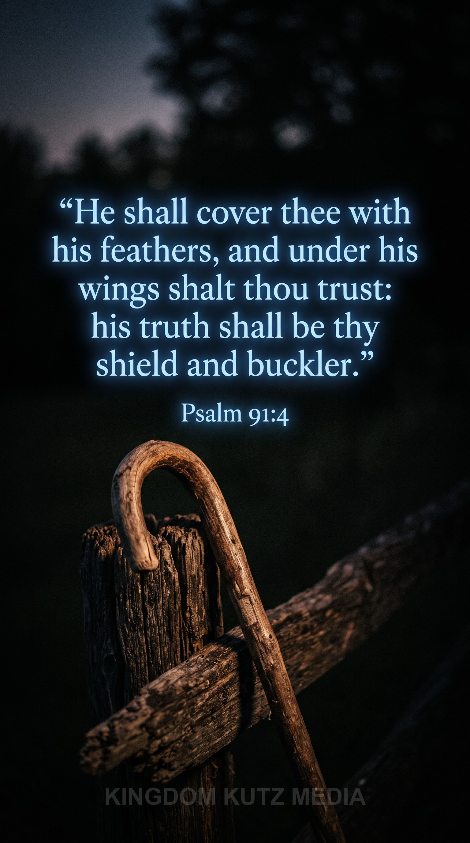 Bible verse card, Psalm 91:4 KJV