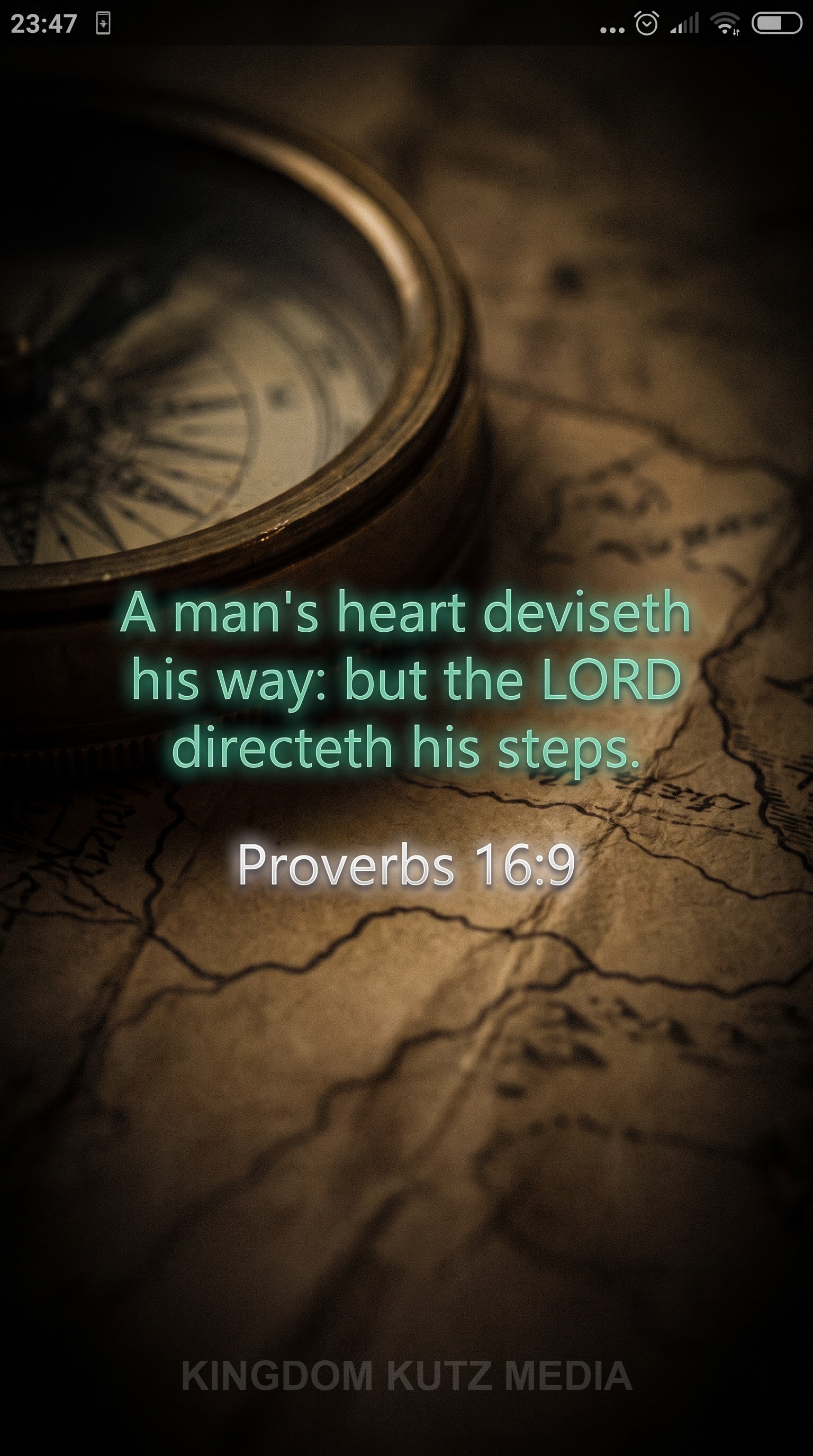 Bible verse card, Proverbs 16:9 KJV