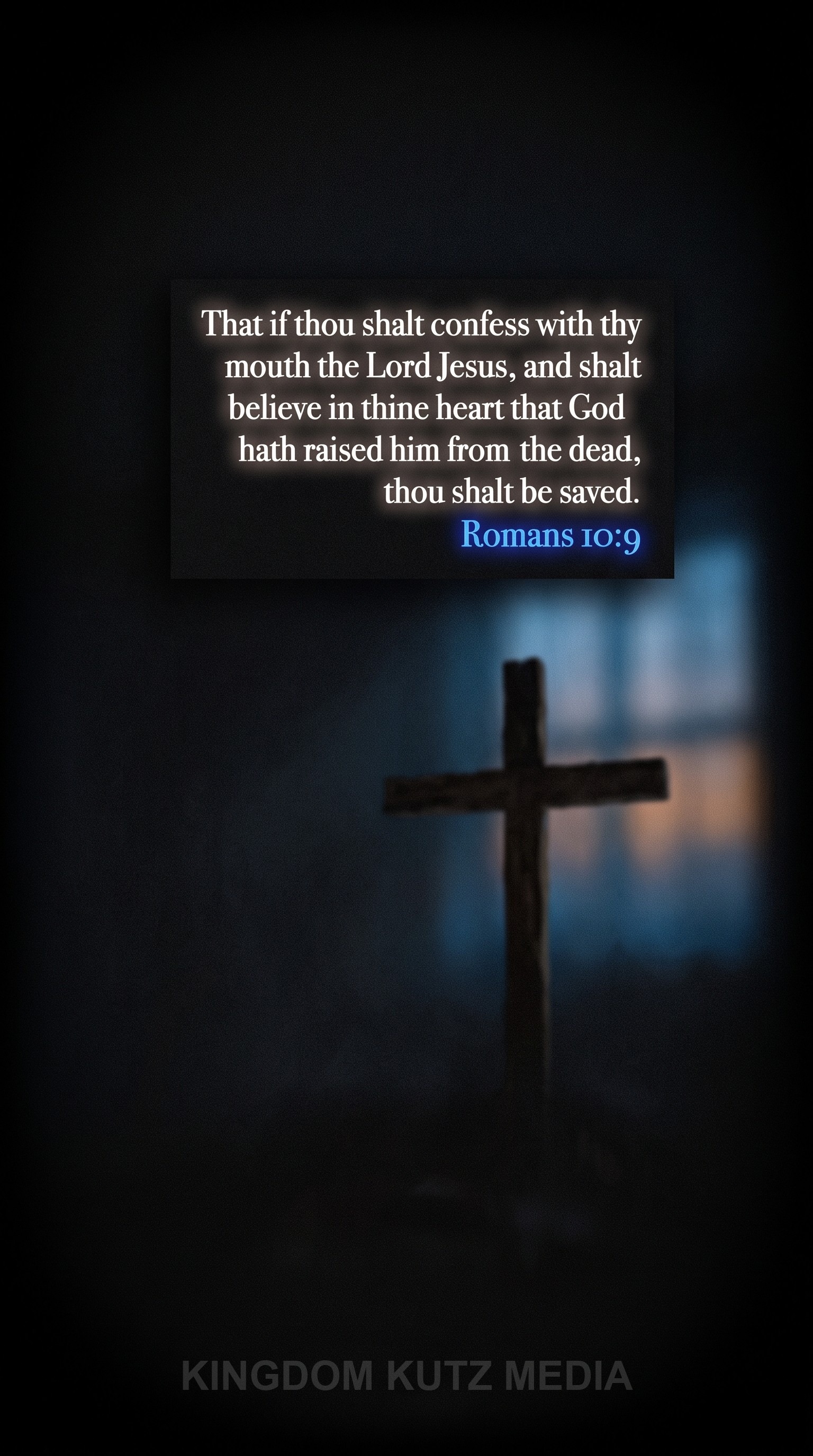 Bible verse card, Romans 10:9 KJV