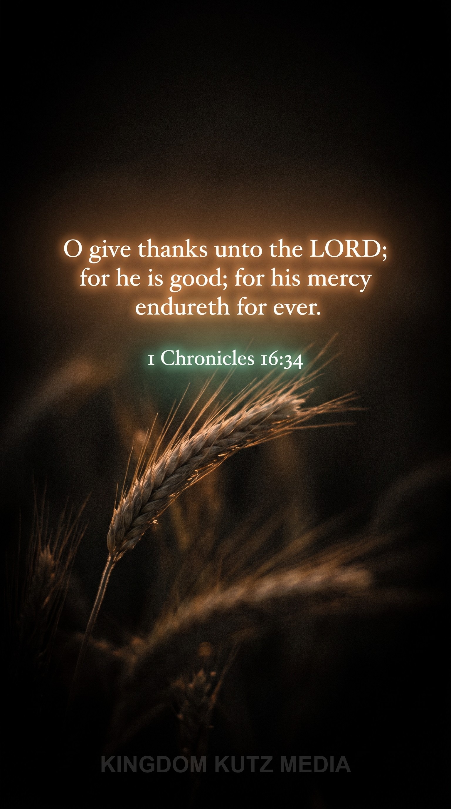 Bible verse card, 1 Chronicles 16:34 KJV