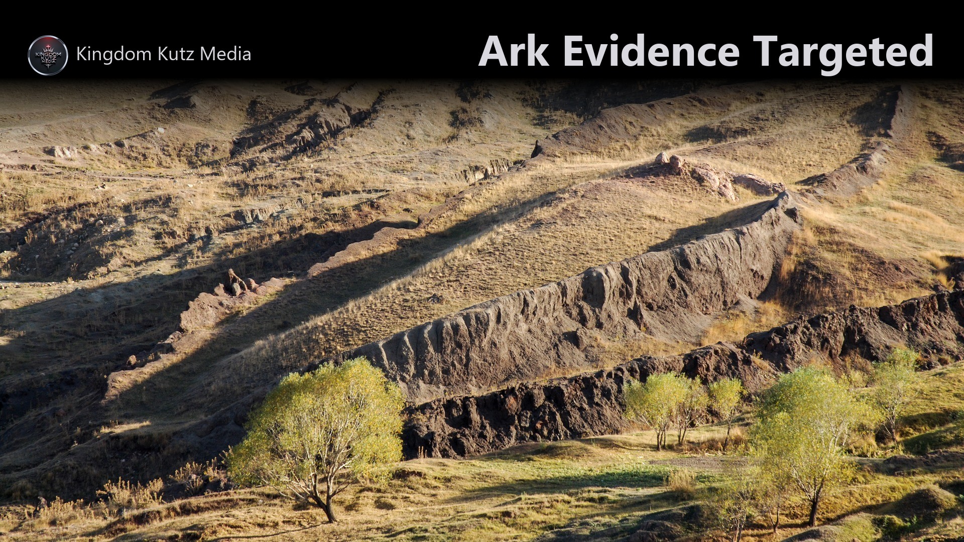 The boat-shaped Durupinar formation near Mount Ararat, its ridged outline rising from a dry hillside